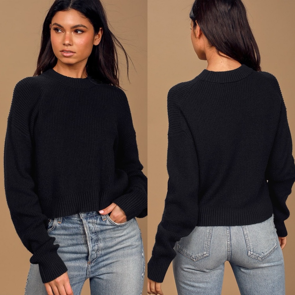 Lulus | Huddle Up Black Knit Pullover Sweater